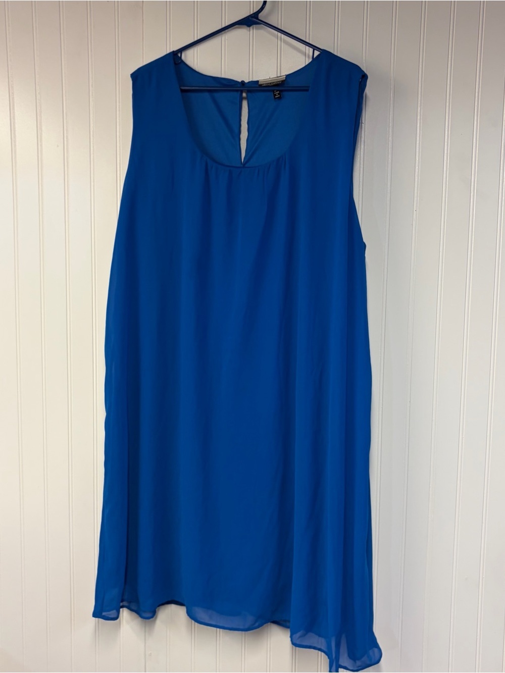 Allison Brittney Blue Sleeveless Shift Dress 3XL Chiffon